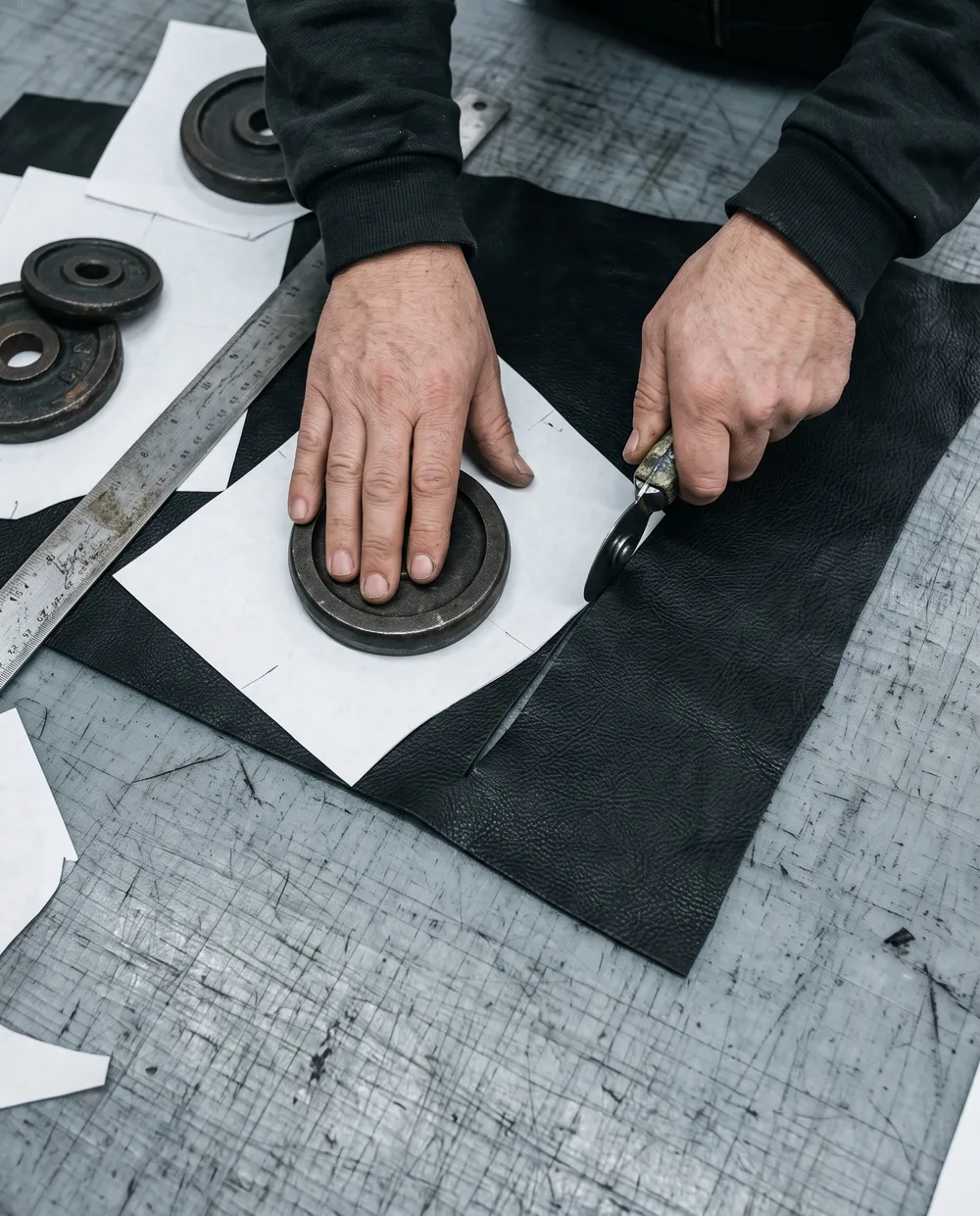 Cutting leather panels by pattern