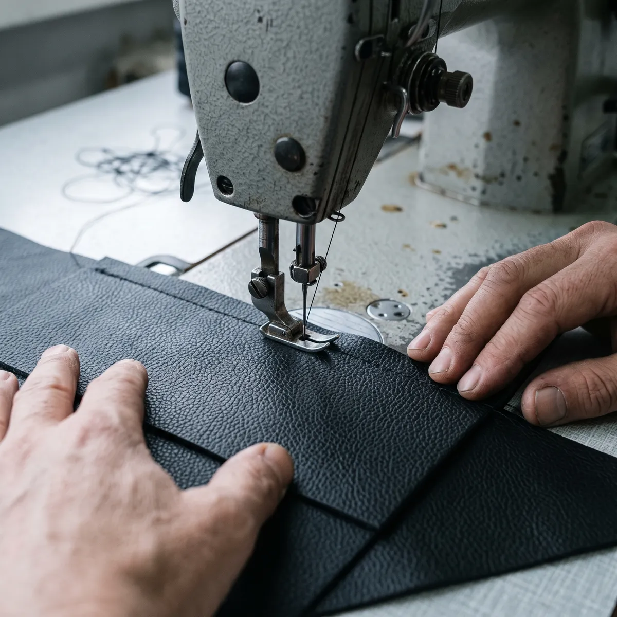 Sewing a leather seam