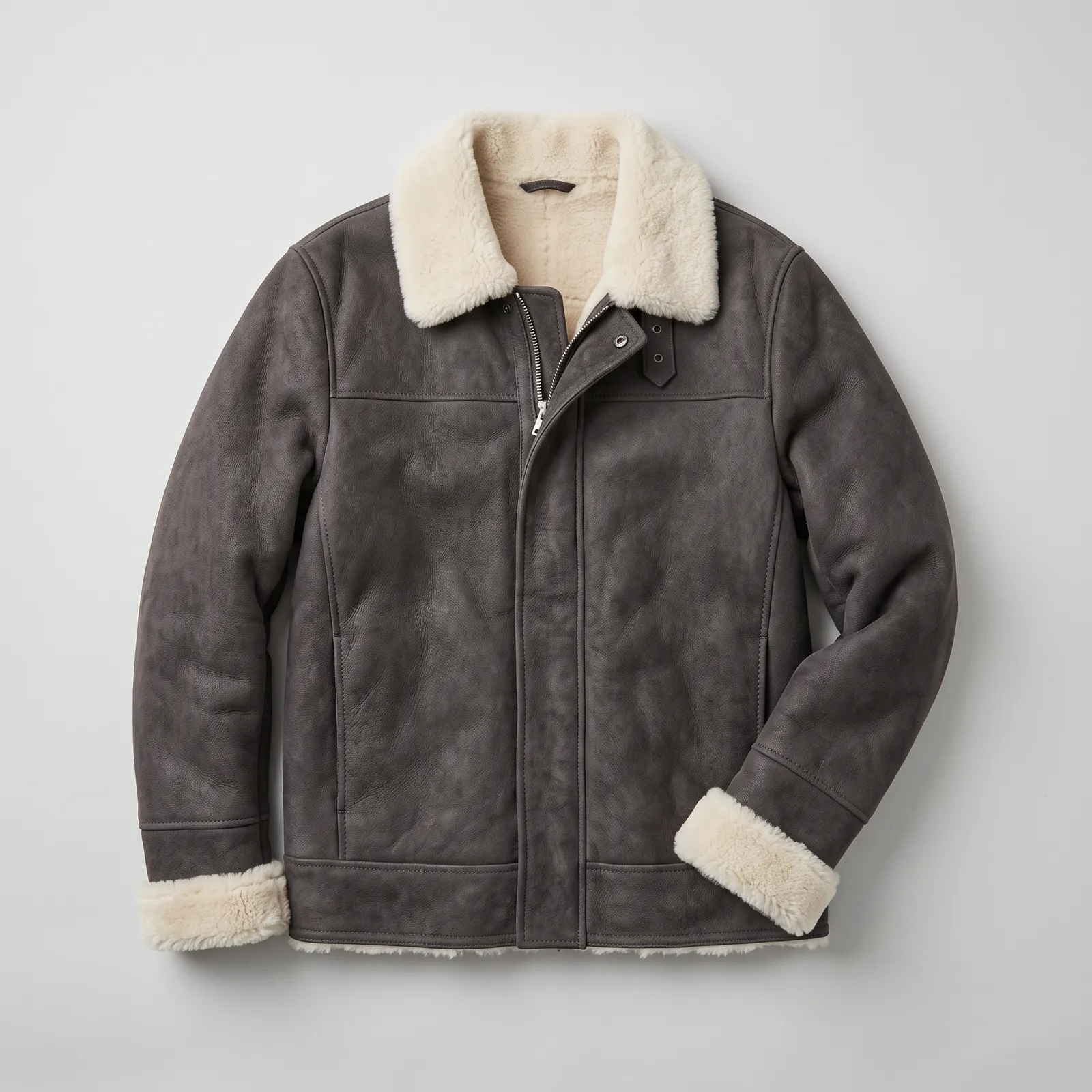 Charcoal sheepskin shearling jacket
